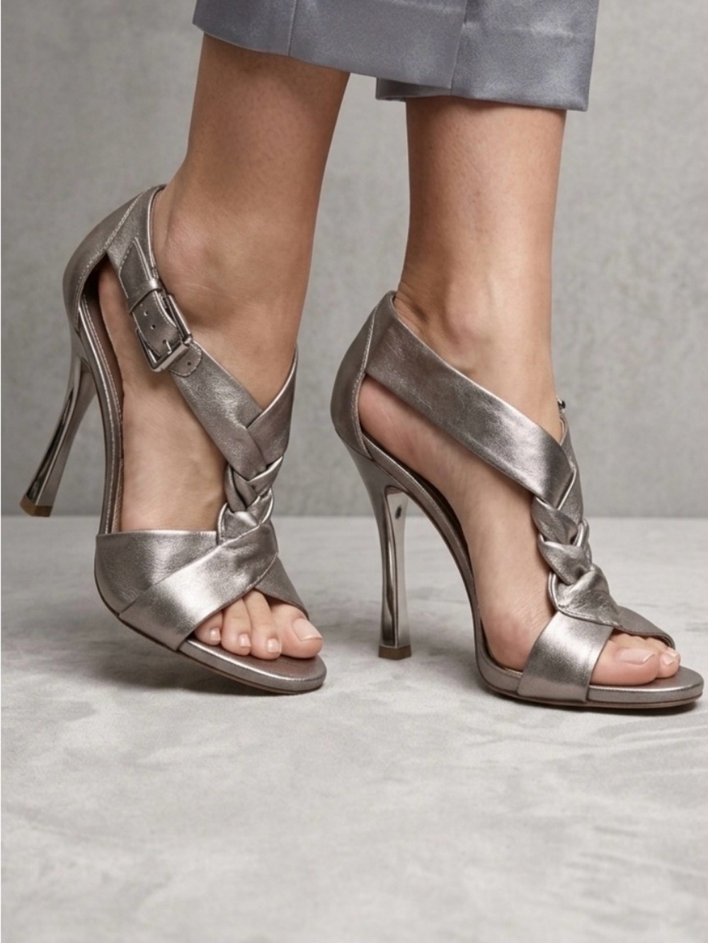 Michael Kors Metallic Gold Braided High Heel Sandals - Size 6.5